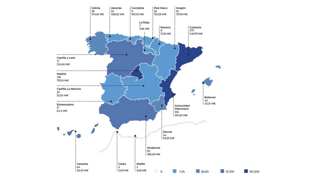 mapa de las licitaciones promovidas por las comunidades autónomas