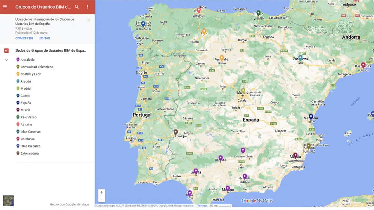 mapa del Grupo de Usuarios BIM