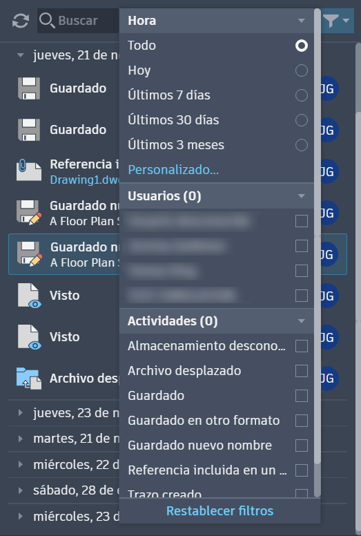 AutoCAD 2026 búsqueda y filtrados
