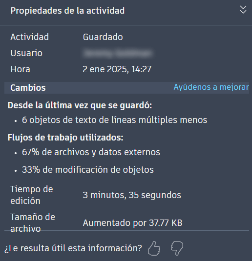 AutoCAD 2026 información de actividad