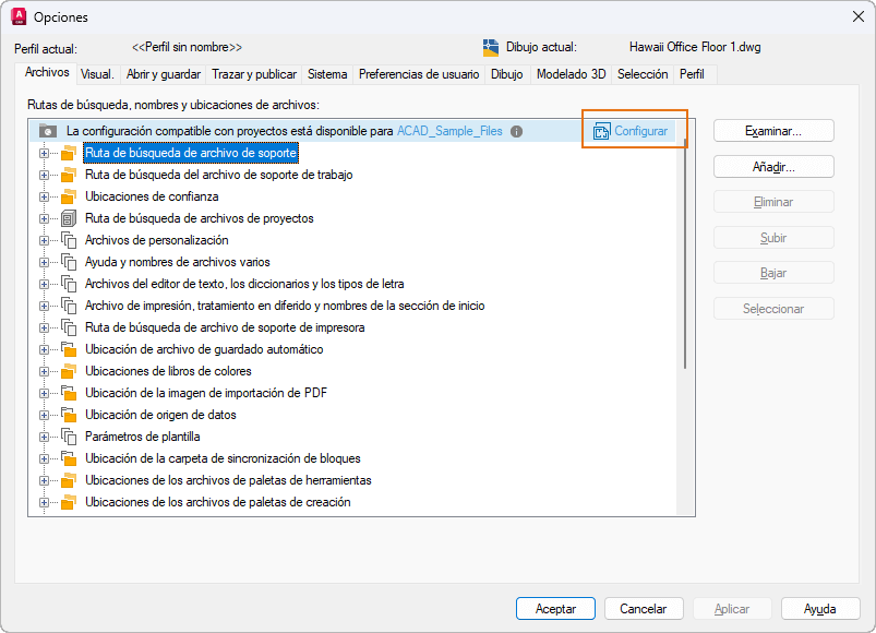 Configuración archivos soporte Autodesk Docs