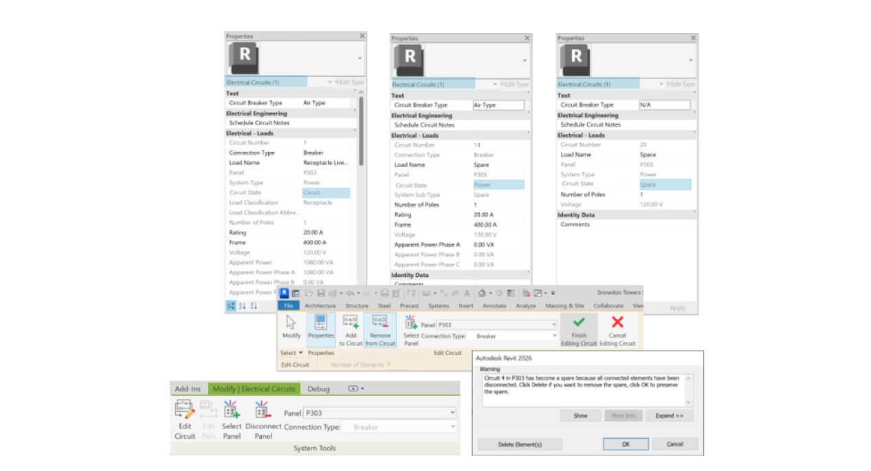 Novedades de Autodesk Revit 2026 continuidad de los circuitos