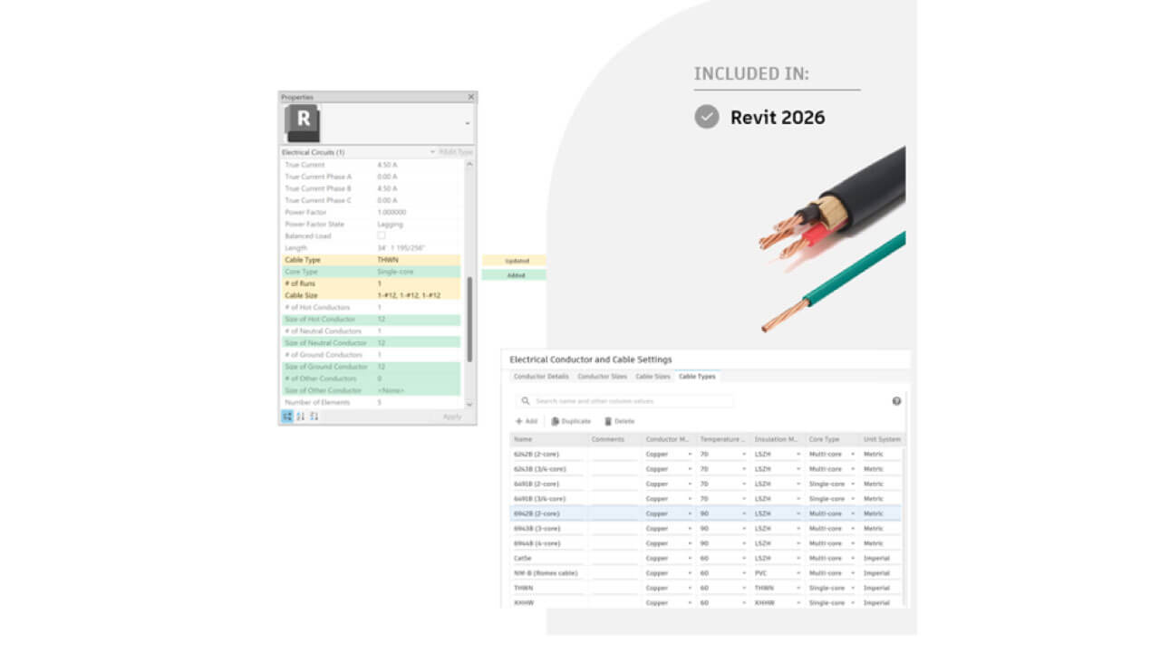 Novedades de Autodesk Revit 2026 parámetros compartidos de circuitos eléctricos