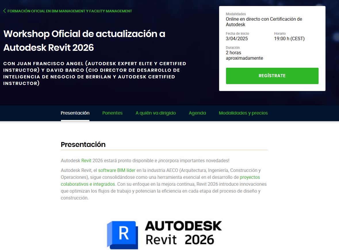 Workshop Oficial de actualización a Autodesk Revit 2026