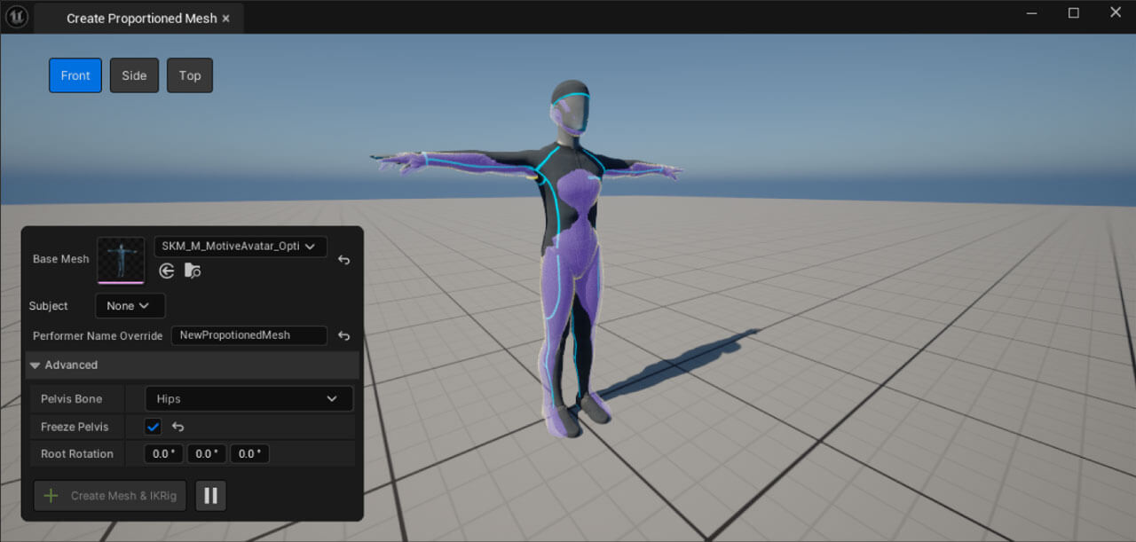 malla esquemática Unreal Engine 5.7
