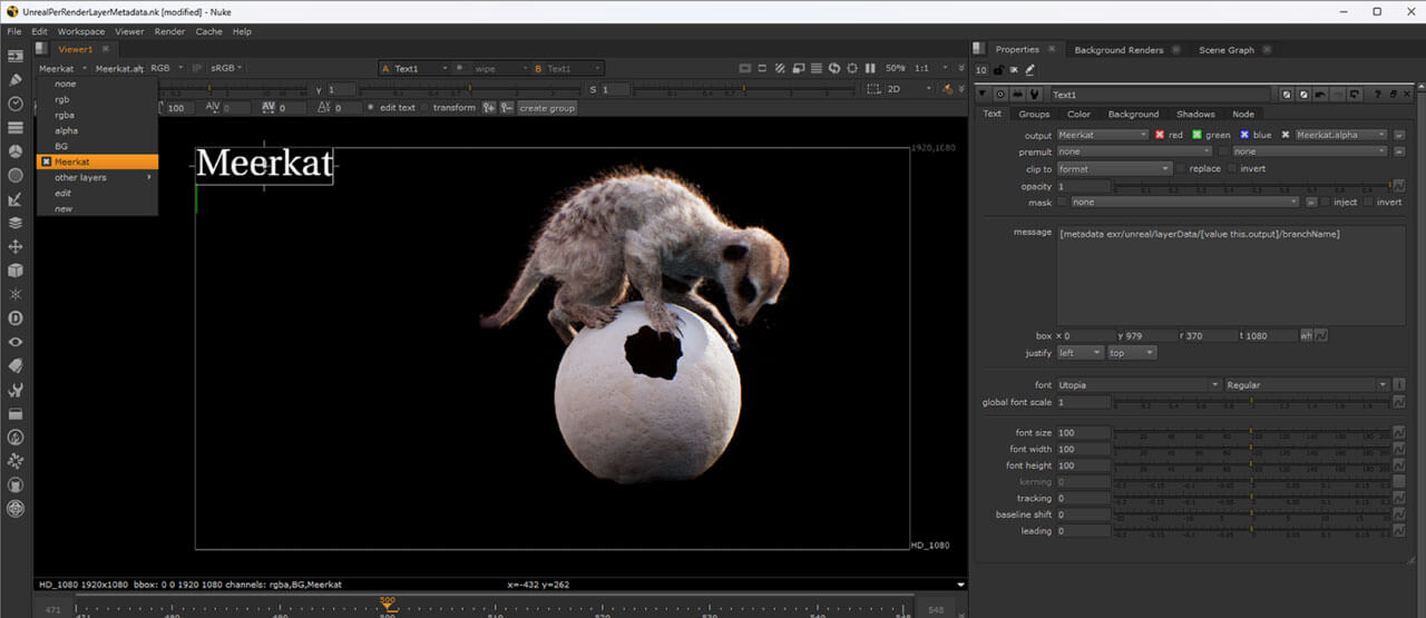 Metadatos de EXR por capa de renderizado
