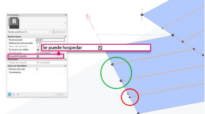 control alojamiento de nodos Revit 2027