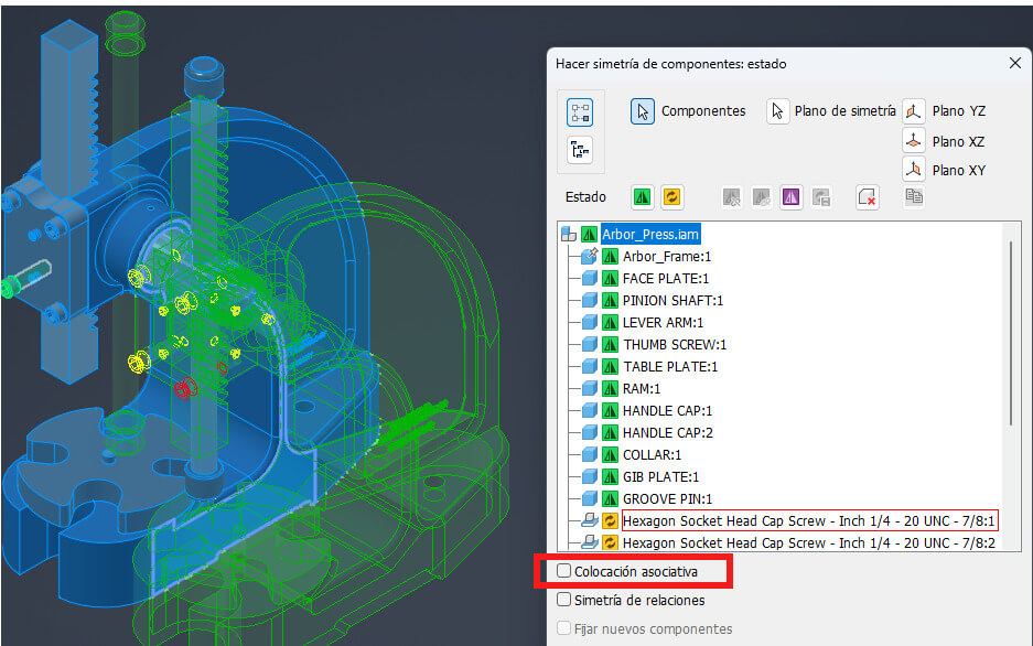 mejoras de simetría Autodesk Inventor 2027